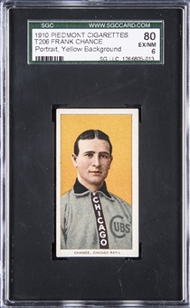 1909-11 T206 White Border Frank Chance, Portrait, Yellow Background - SGC EX-MT 6